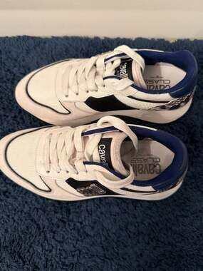 Cavalli Class by Roberto Cavalli Men's Low Top Runner Sneakers White Blue